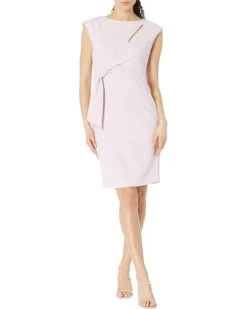 Calvin Klein Short Sheath With Keyhole & Knotted Side Detail