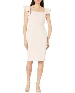 Calvin Klein Flutter Sleeve Square Neck Sheath