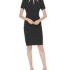 Calvin Klein Short Sleeve Sheath Dress With Illusion Neckline