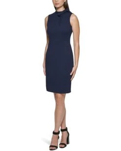 Calvin Klein Sleeveless Crepe Dress With Necktie