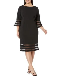 Calvin Klein Plus Size Scuba Crepe Sheath Dress With Illusion Detail On Bell Sleeve & Skirt