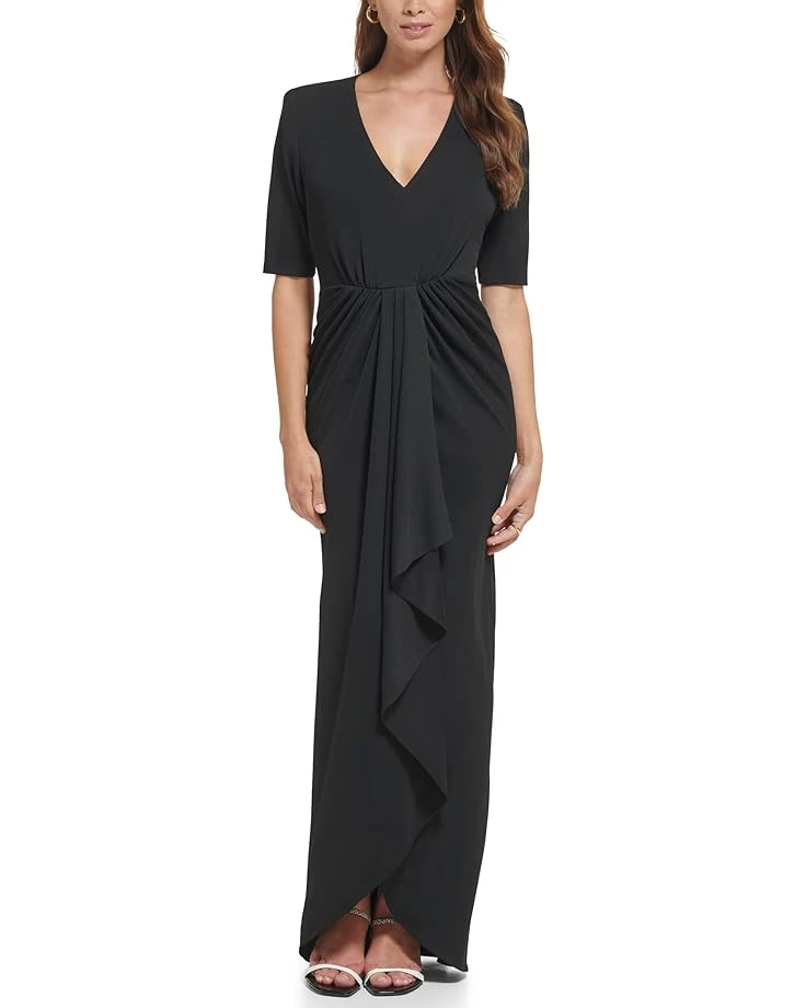 Calvin Klein 3/4 Sleeve Gown With Front Ruched 3 Calvin Klein 3/4 Sleeve Gown With Front Ruched