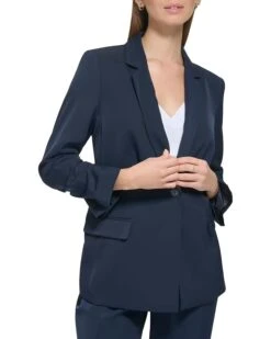 Calvin Klein Ruched Sleeve Jacket With Button