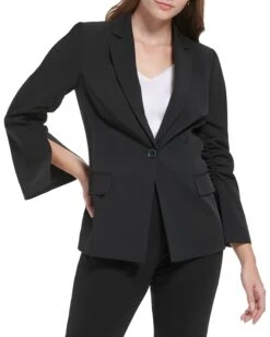 Calvin Klein One-Button Jacket With Ruched Sleeve