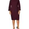 Calvin Klein Women's Solid Three Quarter Split Sleeved Sheath