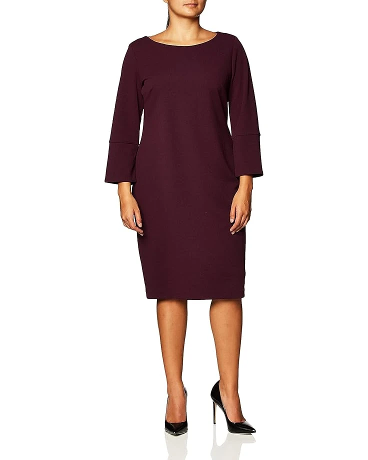 Calvin Klein Women's Solid Three Quarter Split Sleeved Sheath 3 Calvin Klein Women's Solid Three Quarter Split Sleeved Sheath