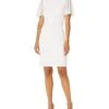 Calvin Klein Women's Petite Button Chiffon Flutter Sleeve Sheath Dress