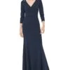 Calvin Klein Long Sleeve Gown With Neckline Slits -Calvin Klein Sale 61X6j2MCpaL. AC SR736920