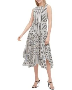 Calvin Klein Women's Belted Handkerchief Dress