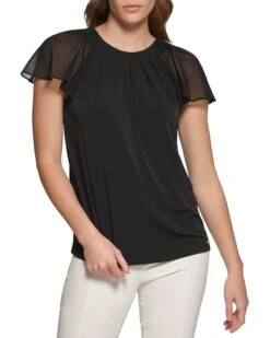 Calvin Klein Chiffon Sleeve W/ Sheering