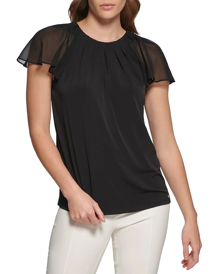 Calvin Klein Chiffon Sleeve W/ Sheering 3 Calvin Klein Chiffon Sleeve W/ Sheering