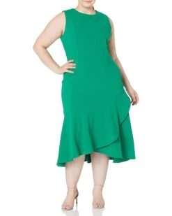 Calvin Klein Women's Plus Size Ruffle Hem Midi Dress