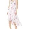 Calvin Klein Chiffon Print V-Neck Maxi Dress