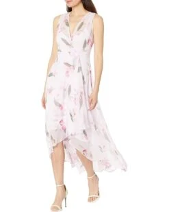 Calvin Klein Chiffon Print V-Neck Maxi Dress
