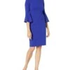 Calvin Klein Scuba Crepe Sheath With Bell Sleeves