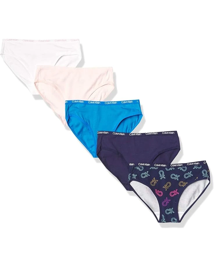 Calvin Klein Girls' Underwear Cotton Bikini Panty, 5 Pack 3 Calvin Klein Girls' Underwear Cotton Bikini Panty, 5 Pack