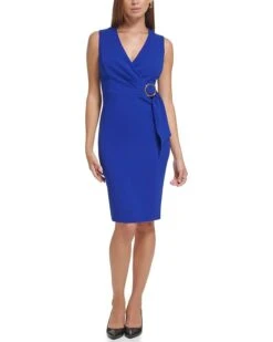 Calvin Klein Scuba Crepe Dress With Ring Hardwear