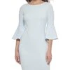 Calvin Klein Scuba Crepe Sheath Dress With Bell Sleeve