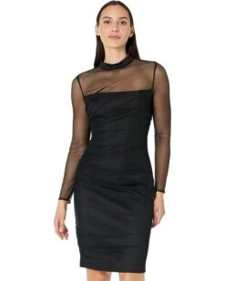 Calvin Klein Scuba Dress With Mash Overlay