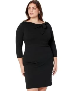 Calvin Klein Long Sleeve Sheath With Bow Neck Detail