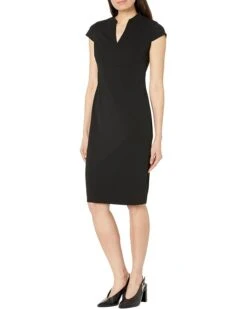 Calvin Klein Cap Sleeve V-Neck Scuba Crepe Sheath