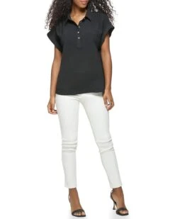 Calvin Klein Short Sleeve W/ Shirring And Buttons