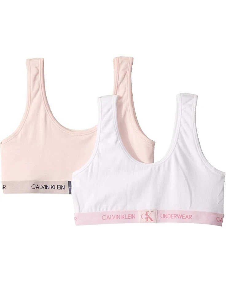 Calvin Klein Kids 2-Pack Monogram Bralette (Little Kids/Big Kids) 3 Calvin Klein Kids 2-Pack Monogram Bralette (Little Kids/Big Kids)