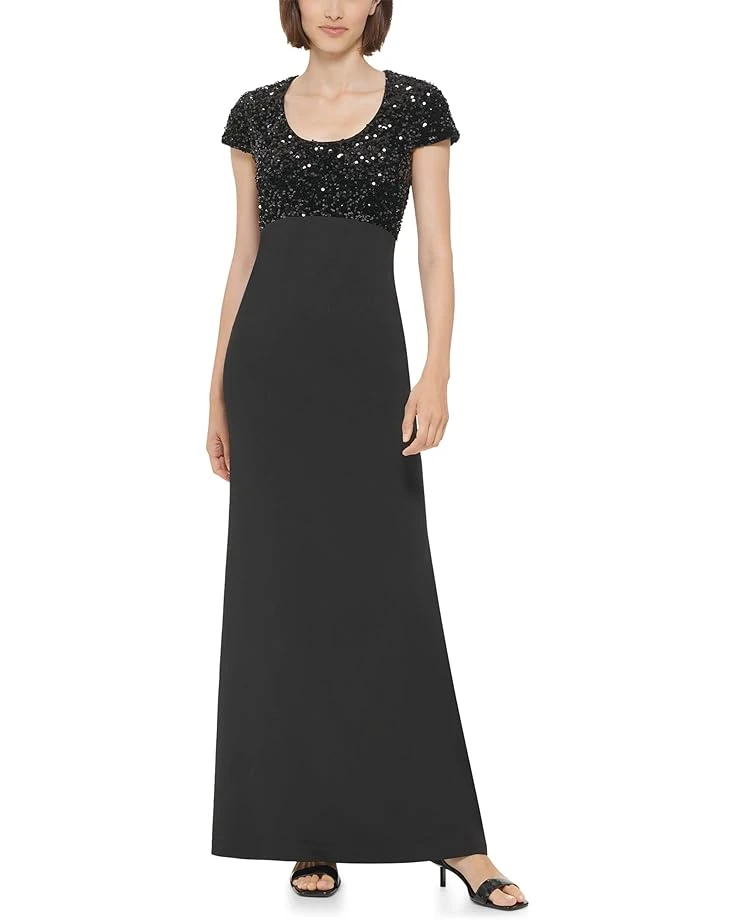 Calvin Klein Sequin Bodice Gown With Short Sleeves 3 Calvin Klein Sequin Bodice Gown With Short Sleeves