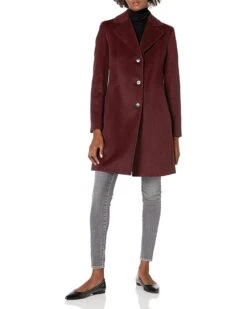 Calvin Klein Women's Polished Wool Coat With Button Detail