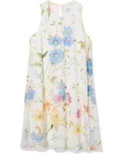 Calvin Klein Women's Petite Sleeveless Round Neck Trapeze Dress