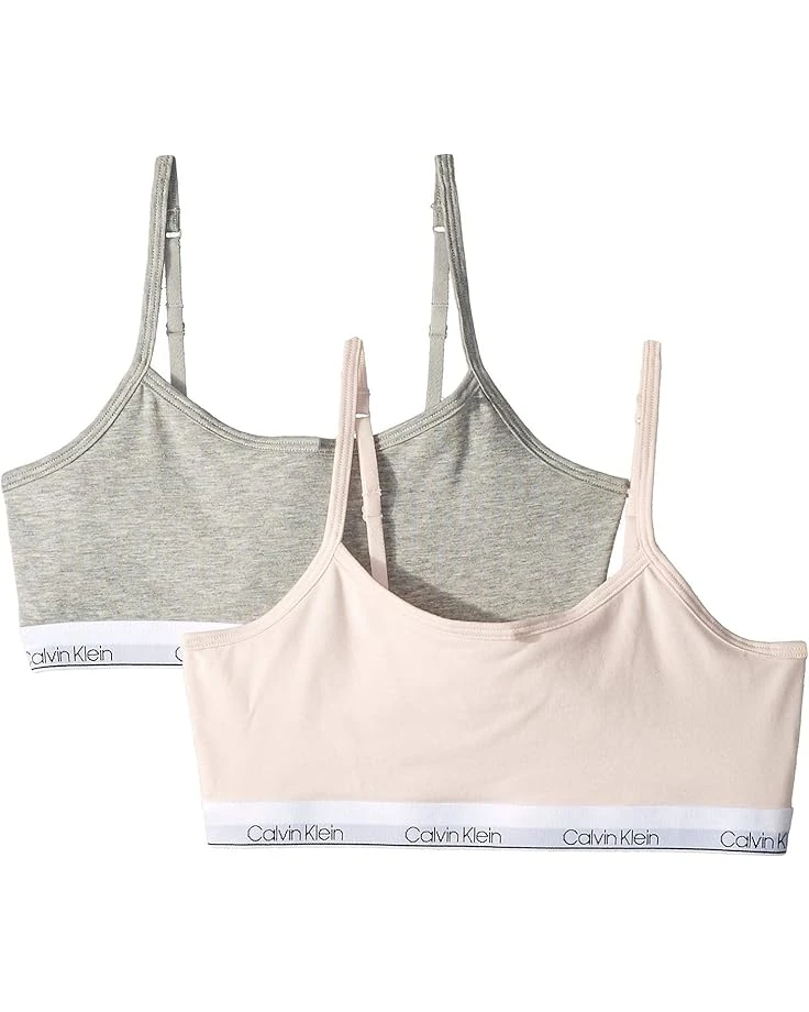Calvin Klein Kids 2-Pack Adjustable Crop Bra (Little Kids/Big Kids) 3 Calvin Klein Kids 2-Pack Adjustable Crop Bra (Little Kids/Big Kids)
