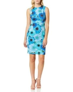 Calvin Klein Women's Scuba Sleeveless Princess Seamed Sheath Dress