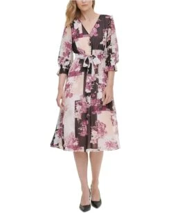 Calvin Klein Women's Long Sleeve Button Front Dress