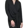 Calvin Klein Tie Front Long Sleeve Dress