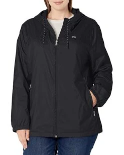 Calvin Klein Womens Plus Sized Zip Front Windbreaker
