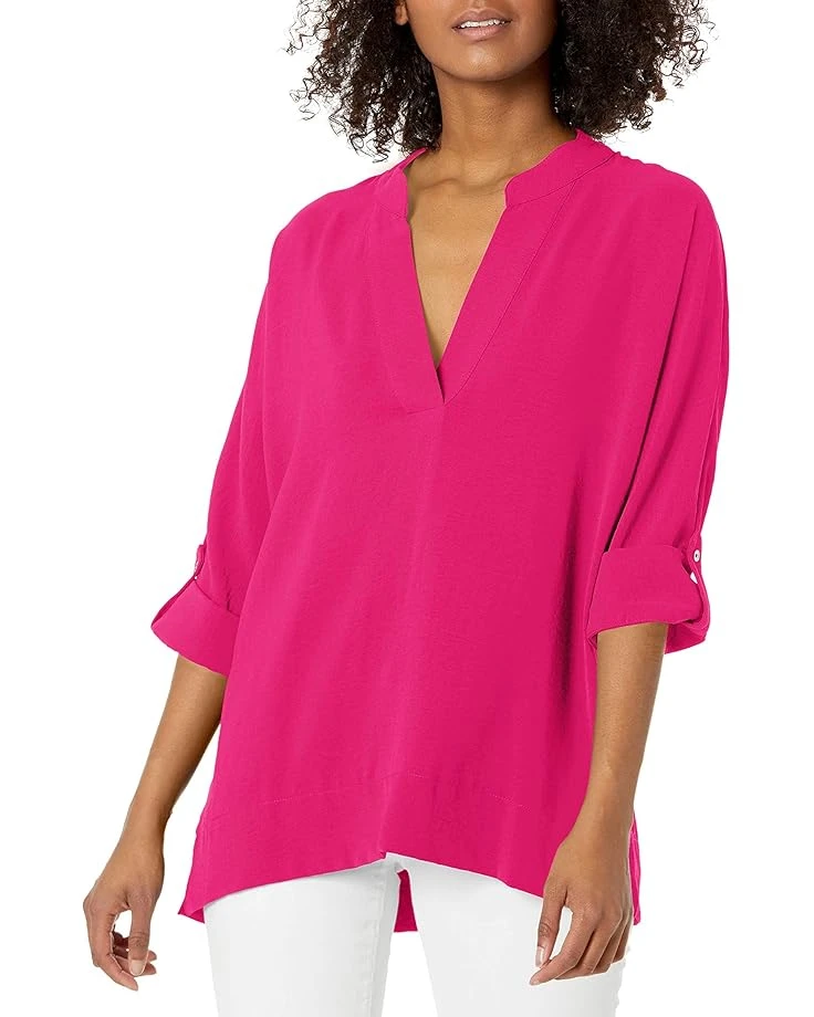 Calvin Klein Women's Ruffle Sleeve Blouse With V Neck 3 Calvin Klein Women's Ruffle Sleeve Blouse With V Neck