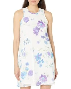 Calvin Klein Chiffon Print Sleeveless Shift Dress