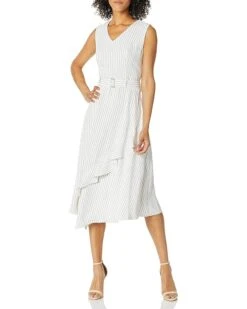 Calvin Klein Women's Belted Dress With Ruffles