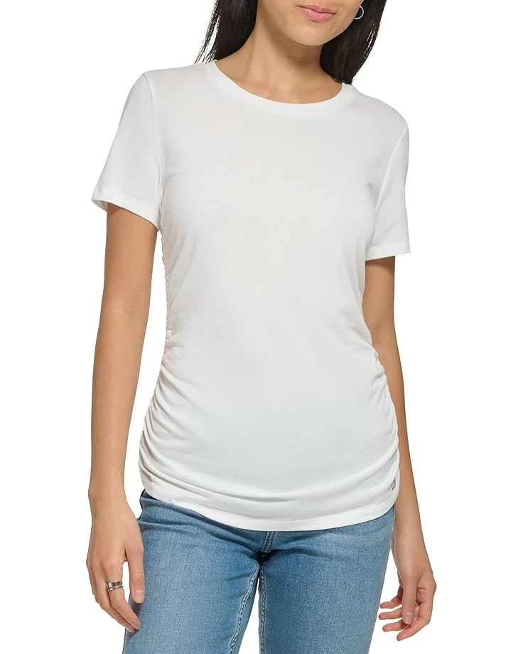 Calvin Klein Short Sleeve Ruched Side Tee 3 Calvin Klein Short Sleeve Ruched Side Tee