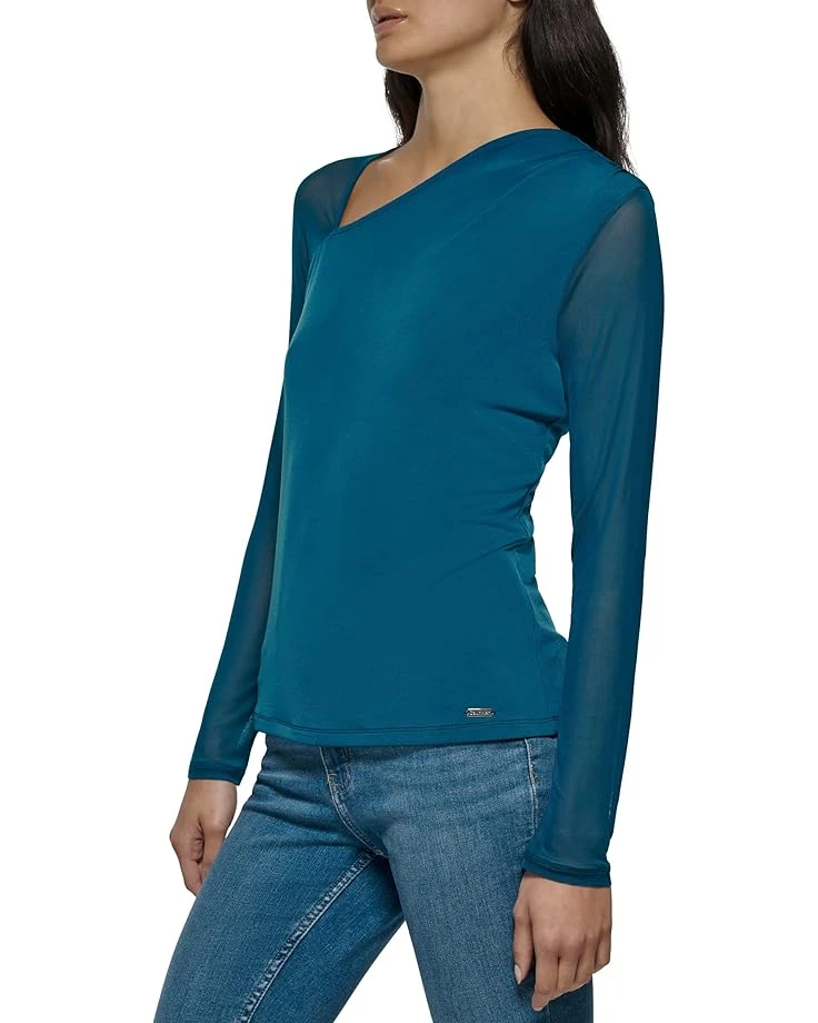 Calvin Klein Mesh Sleeve With Drape Neck 3 Calvin Klein Mesh Sleeve With Drape Neck
