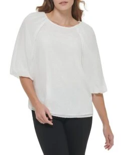 Calvin Klein Lantern Sleeve Clip Chiffon