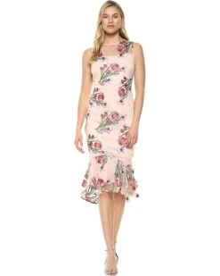 Calvin Klein Women's Sleeveless Lace Sheath With Flounce Hem