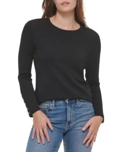 Calvin Klein Long Sleeve Crew With Button Cuff