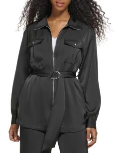 Calvin Klein Drapey Zip Front Belted