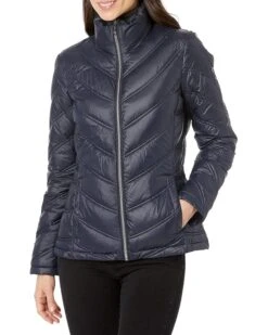 Calvin Klein Women's Lightweight Chevron Quilted Packable Down Jacket