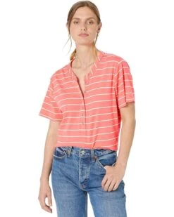 Calvin Klein Short Sleeve Stripe Tee With Button Details