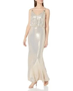 Calvin Klein Women's Sleeveless V Neck Blouson Gown