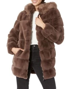 Calvin Klein Hooded Faux Fur Jacket