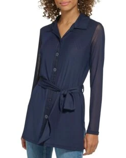 Calvin Klein Belted Button Front Cardi