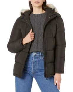 Calvin Klein Short Faux Fur Trimmed Puffer